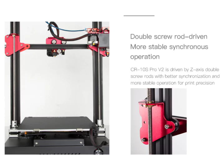 CR-10S Pro V2 comes with double screw rod driven