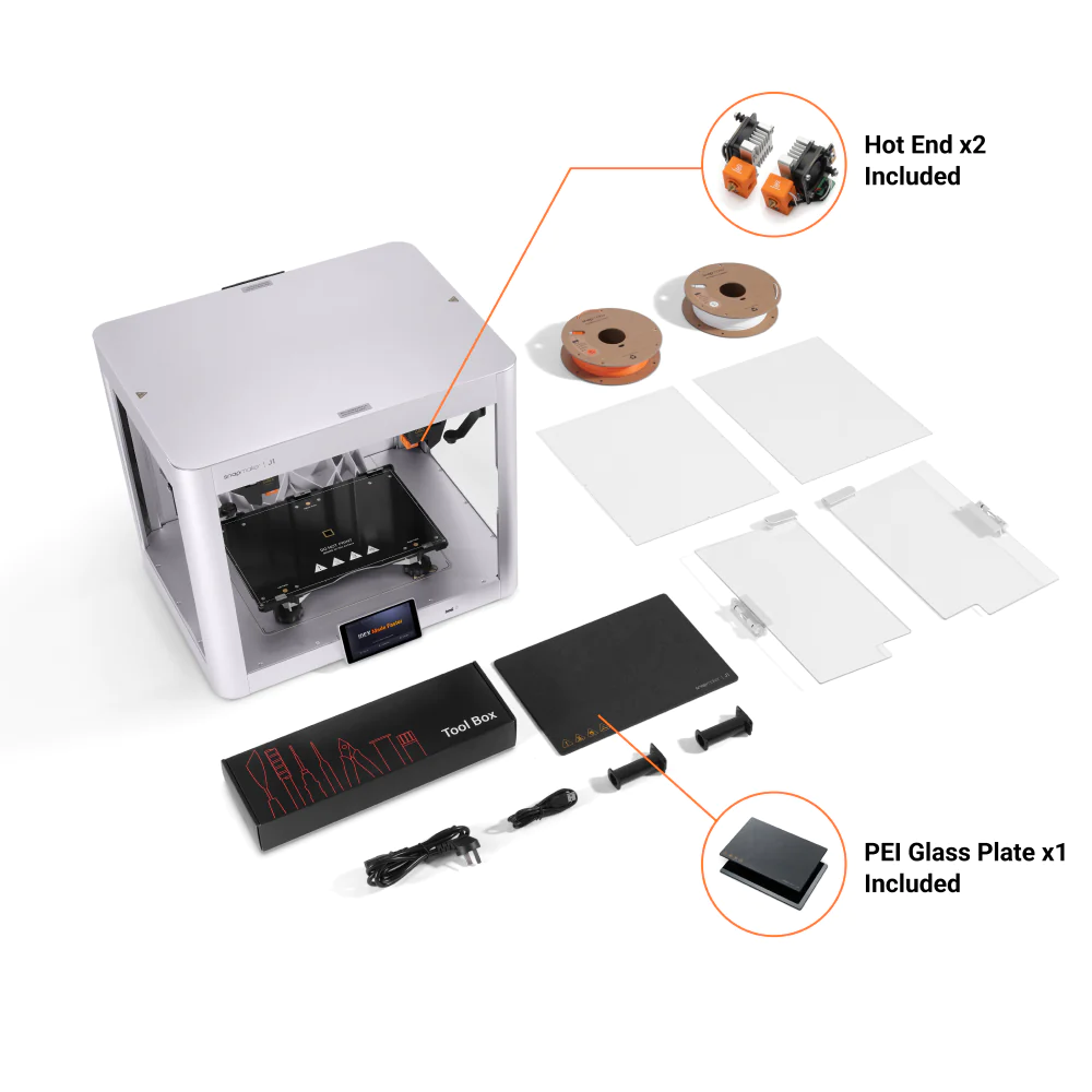 Snapmaker J1/J1s High Speed IDEX 3D Printers Box contain