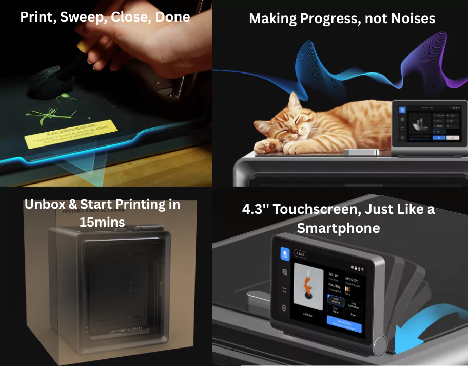 Anycubic Kobra S1 Combo 3D Ptinterassembled easily 