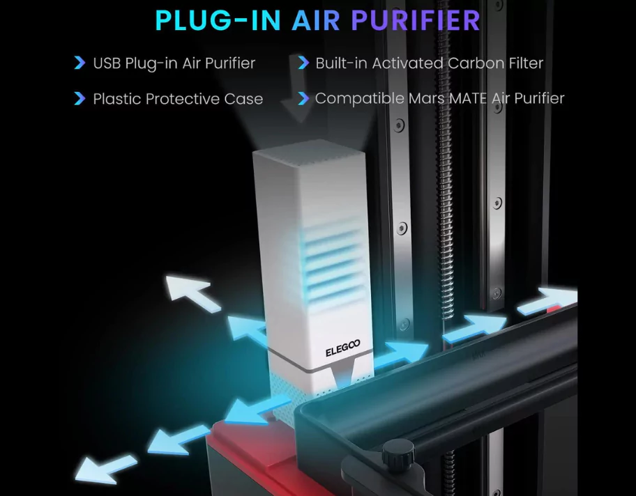 Elegoo Saturn 3 12K Resin 3D Printer come with Plug-in Air Purifier