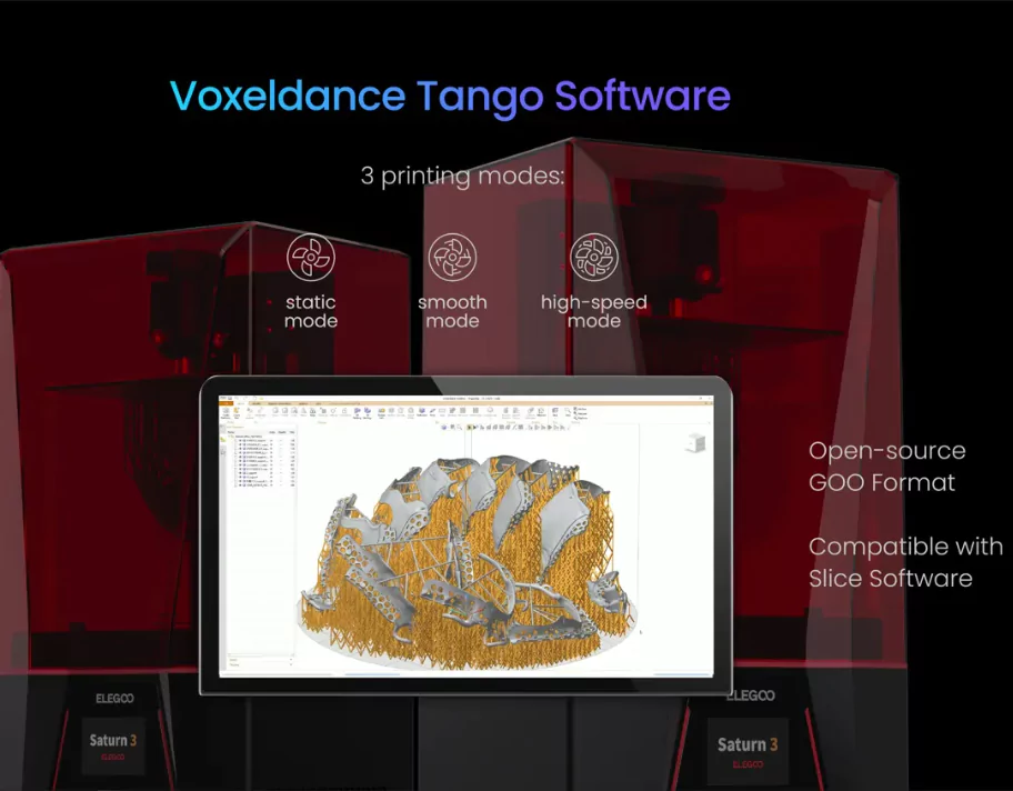 Elegoo Saturn 3 Ultra 12K Resin 3D Printer comes with Voxeldance Tango Slicer