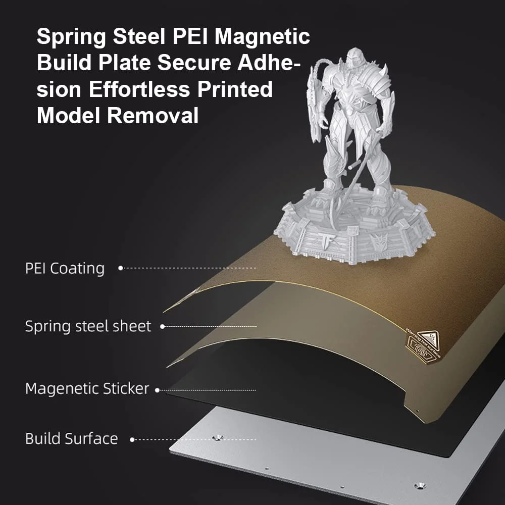 Creality Ender 3 S1 Pro 3D Printer has spring steel pei magnetic build plate